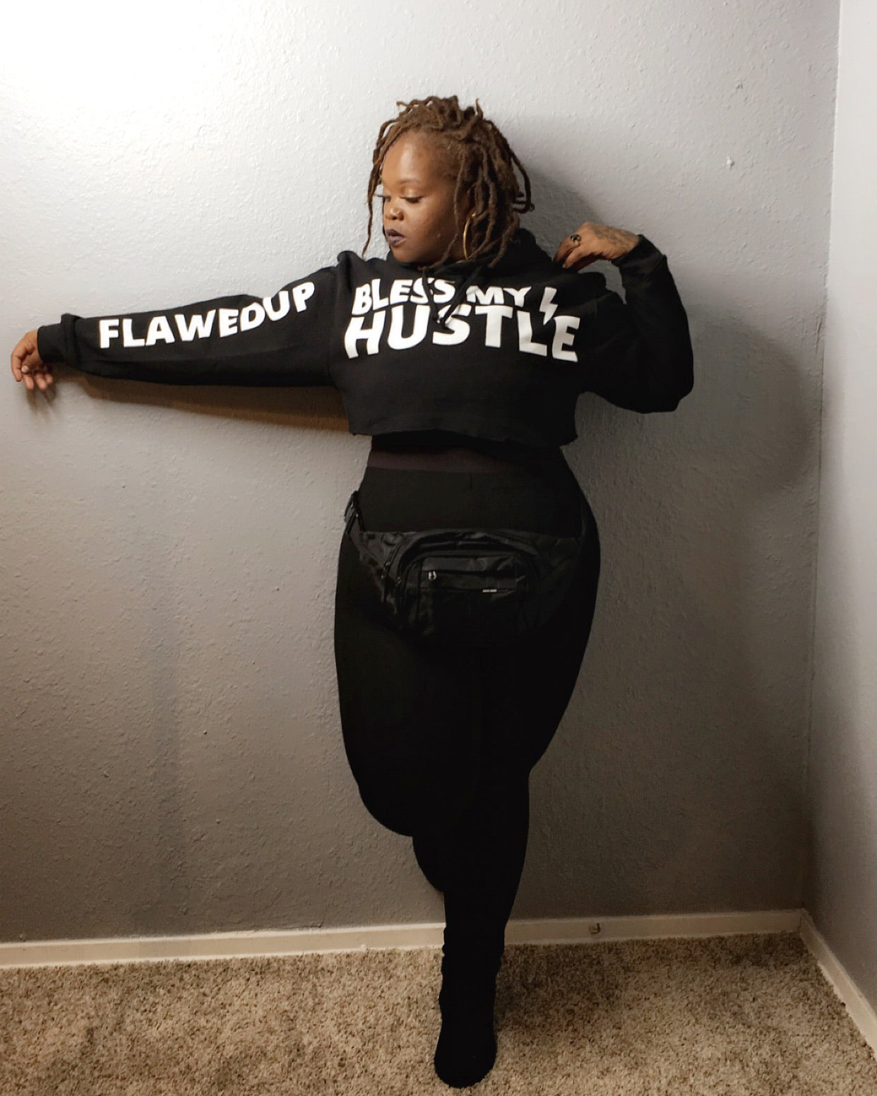 Bless My Hustle Cropped Hoodies
